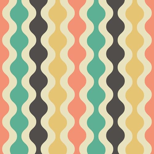 VaryPaper 17.7''x78.7'' Retro Geometric Wallpaper Peel and Stick Vintage Wave