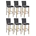SONGMICS Chaise de Salle à Manger, Lot de 6, Tabouret de Bar Rembourré, avec Dossier, Repose-Pieds, Hauteur d’Assise 76 cm, Pieds en Bois Massif, Gris Foncé et Couleur Boisée LDC31GY03