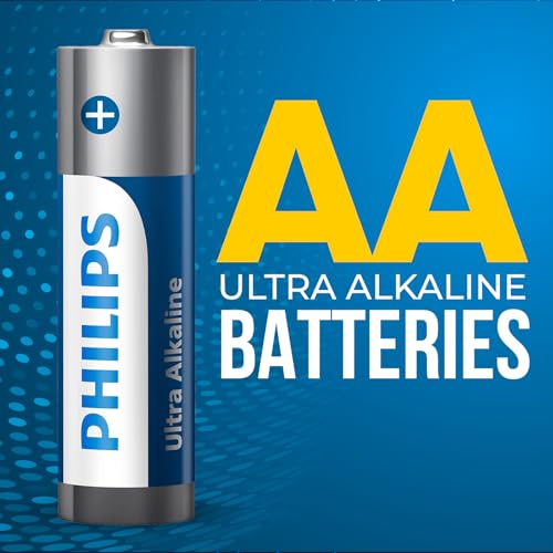 PHILIPS AA Batteries 12-Pack | 1.5v Ultra Alkaline Double A Battery | 132% More Power Then Industry Standard | Long-Lasting | 10-Year Shelf Life | Ideal for Indoor & Outdoor Use | Premium Performance.