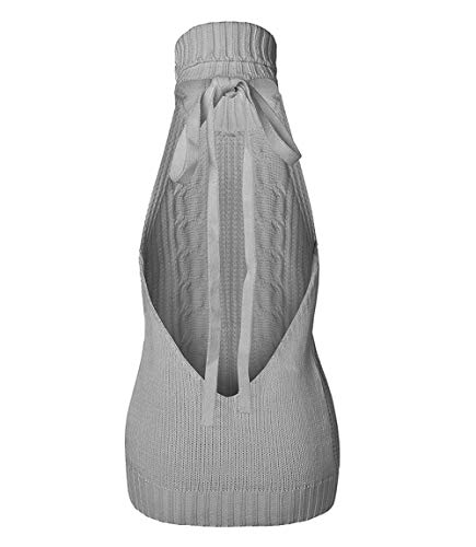 Unibaby Japan Style Women's Turtleneck Pullover Deep V-Neck Sleeveless Knitted Hi Low Anime Sweater Vest Top2