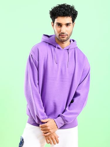 Image of The Indian Garage Co Men Regular Fit Solid Overhead Hooded Sweatshirt