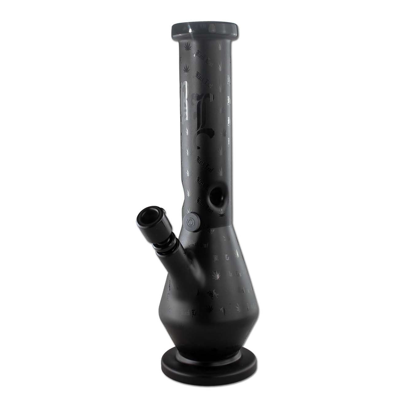 Black Leaf Ice Bong Matt Schwarz - Icebong mit Eiskammer & Kickloch aus Borosilikatglas - 35 cm