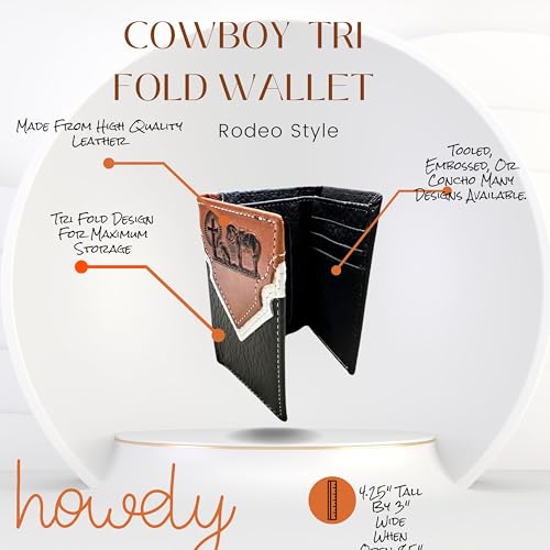 Men’s Leather Tri-Fold Wallet – Embossed Cowboy Praying at Cross – Western Christian Compact Wallet for Cowboys, Ranchers & Faith Gift Ideas4