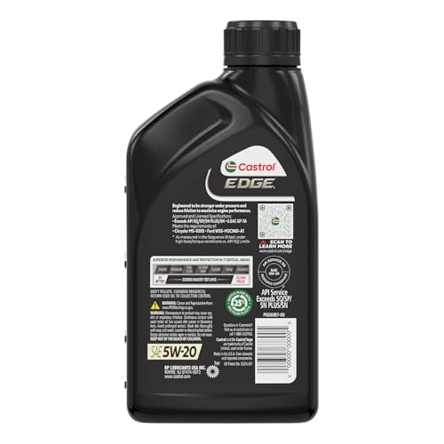 Image of Castrol EDGE 5W-20 Advanced Full Synthetic Motor Oil, 1 Quart, Pack of 6