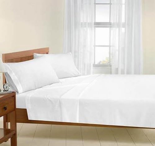 2 Pieces Jersey Knit White Fitted Sheets, Twin Size 36"x81", 14" pocket