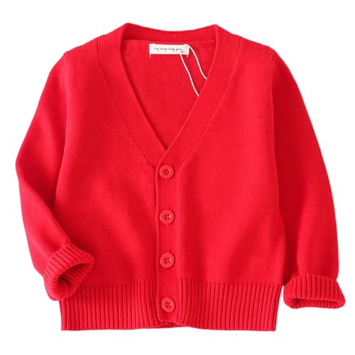 Toddler Boys Girls Lightweight V-Neck Long Sleeve Cotton Knit Cardigan School Uniform Sweater 1-8Years