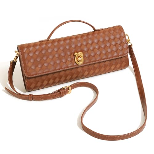 Image of Woven Clutch Purses for Women, Leather Evening Clutch, Handmade Woven Shoulder Bag Crossbody Bag