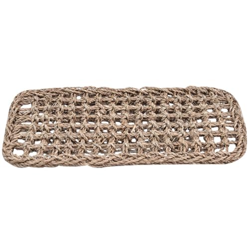 HOMSFOU Alfombra Tejida para Lagartos 20x14x2 Cm, Estera de Pasto Natural para Reptiles, Cojín Transpirable para Mascotas, Accesorio Seguro para Terrarios y Espacios de Escalada