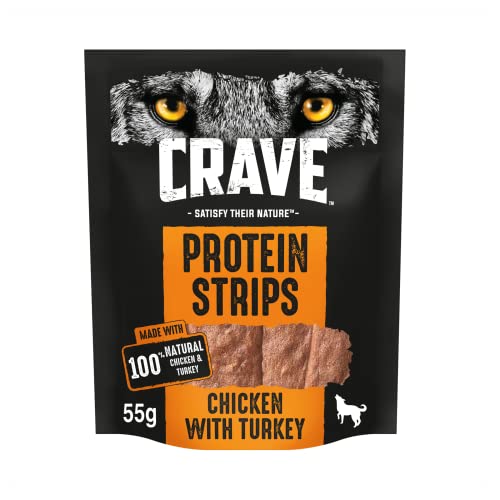 Crave Protein Chunks - Dog Treats with Chicken and Turkey - Grain Free - 7 x 55 g