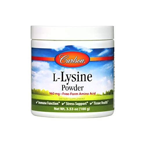 Carlson - L-Lysine Powder, Free-Form Amino Acid, 960 mg, Supports Healthy Tissue & Muscle Development, 3.53 oz (100 g)