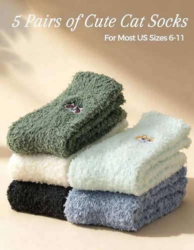 Image of TEHOOK Warm & Cozy Gifts for Women, Fluffy Fuzzy Plush Sleeping Slipper Socks - Soft Warm Fabric