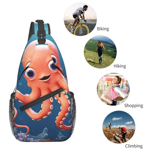 Bolso tipo Sling para mujer y hombre negro con diseño de pulpo miniatura 5