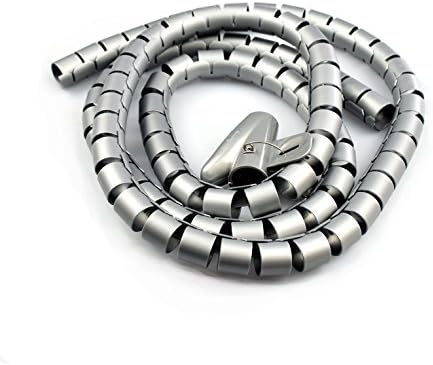 Cable Tidy Sleeves, 2M/25mm Cable Management Wire Tidy Cable Cover Protector for PC TV Computer, Home and Office Cord Organizer, DIY Flexible (Silver)