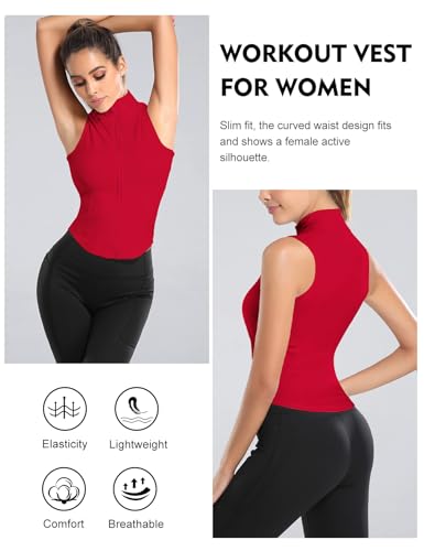Image of Flygo Women's Full Zip Sleeveless Workout Yoga Active Jacket Vest Golf Shirts