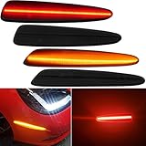 NJSBYL C6 Corvette LED Side Marker Light Kits for Chevy Corvette C6 2005 2006 2007 2008 2009 2010 2011 2012 2013 Grand Sport Z06 ZR1 Amber/Red LED Sidemarker Lamps Smoked Lens Turn Signal Lights