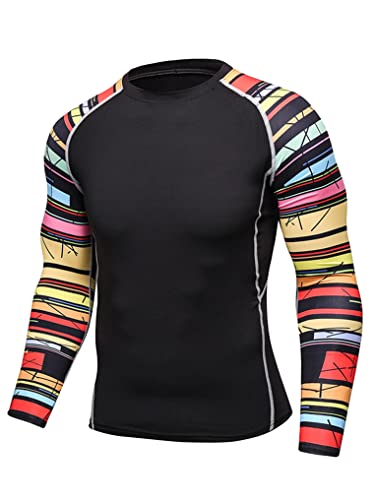 Kaerm Men's Athletic Long Sleeve Compression Shirts Athletic Tee Hiking Fishing Workout Tops Type J Large