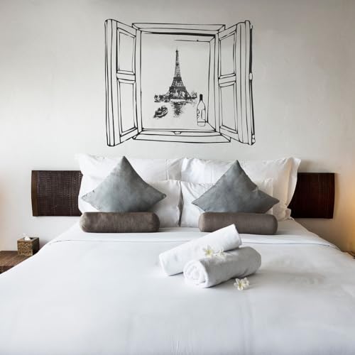 CVANU Transparent Window Self-Adhesive Vinyl Wall Sticker for Wall Decoration (86cmX100cm) Black_S293