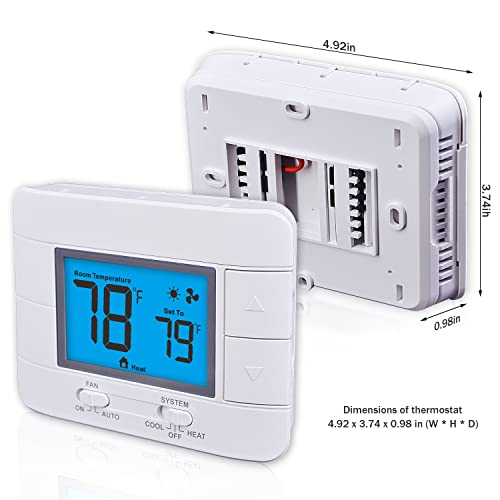 Thermostat, Non-Programmable Digital Thermostats For Home, Up To 1 Heat/ 1 Cool, With 5.0 Sq. In Display Screen #TOP2