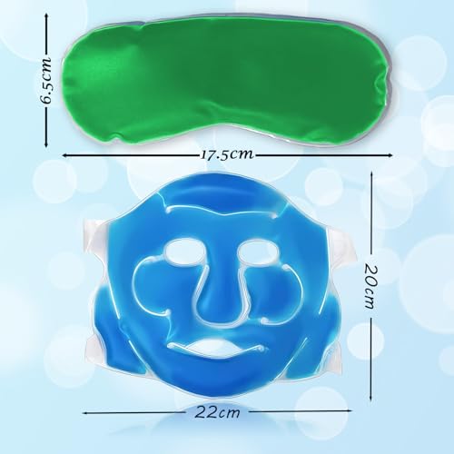 Image of Aqua Ice Face & Eye Cooling Gel Pad and Aloe Vera Gel Mask Ice Pack for Face and Eye Patches Remove Dark Circles, Fatigue Cool Eyes Patch Pads Eye Care | Facial Skin Refresh Face Mask for Hot & Cold Therapy (Blue Face Mask, Aloe Eye Cooling Pad)