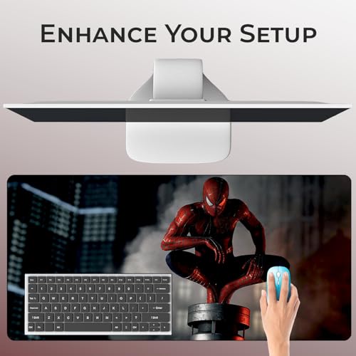 Image of BESTOR Anime Series Spiderman Printed Mouse pad with Anti-fray Stitching, Waterproof Surface & Non-Slip Rubber Base Stitched Edges Gaming Mouse Mat for Laptop (60cmx34cm)