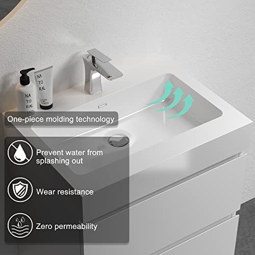 Bluhouzz Alice 24 Inch Bathroom Vanity With Sink, Large Storage Wall Mounted Floating Bathroom Vanity For Modern Bathroom, One-Piece Sink Basin Minimalist Bathroom Sink Cabinet #TOP2