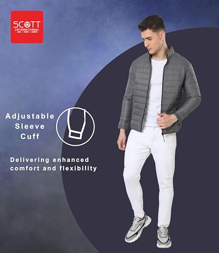 Image of Scott International Winter Jacket for Men Bomber Jacket Mens Nylon Quilted standard length Puffer Jacket Full Sleeve Mens Jacket Monsoon Jackets for Men