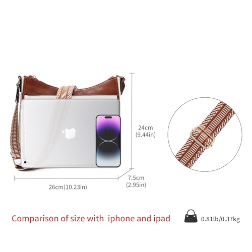 Image of LAORENTOU Crossbody Bag for Women Designer Shoulder Bag Leather Hobo Bag Medium Purse with wide Strap