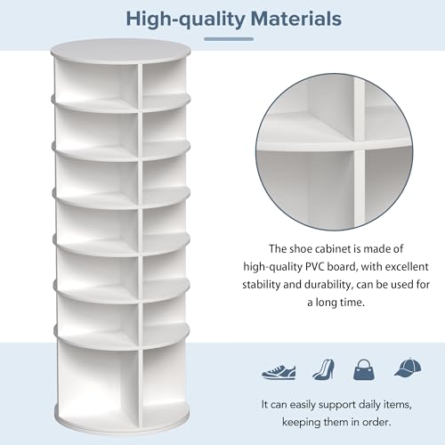 Image of Multi Layer Cylindrical Rotating Shoe Rack Tower,Free Standing 360 Spinning Storage Organizer,Can Store Approximately 30 Pairs of Shoes,Space-Saving Design (7-Tier-1)