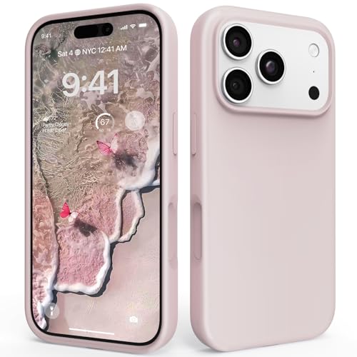 Coque iPhone 17 Pro silicone liquide rose craie protection fine antichoc