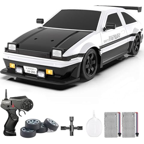 Mostop RC Drift Car 1:16 2.4Ghz Remote Control Drift Car with LED Light, Spray, 2 Batteries and Extra Tires, 18KM/H High Speed Drifting RC Cars 4WD Hobby RC Sport Racing Cars Model Vehicle for Kids Cover