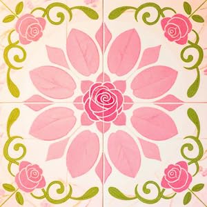 Peel and Stick Floor Tiles Removable Self Adhesive Vinyl Flooring Stickers for Kitchen Entryway Balcony Home Decor (Pink Rose Floral, (6x6 inch 40pcs))-image-1