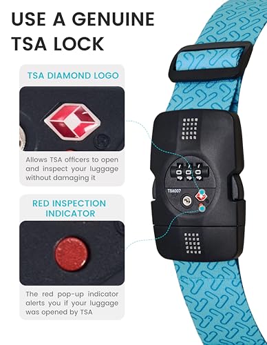 Image of Travelkin Luggage Straps TSA Approved, Suitcase Straps with TSA Lock | Adjustable, Cross luggage belt strap, combination lock, Travel,Reinforced Buckle,multiple colors, locking suitcase belt
