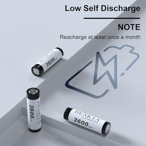 18650 Rechargeable Battery 3.7V 3600mAh Flat Top 4 Pack 18650 Lithium Batteries for Flashlights Headlamps