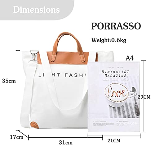 PORRASSO Women Shoulder Bag Casual Handbag Ladies Large Crossbody Bag Canvas3