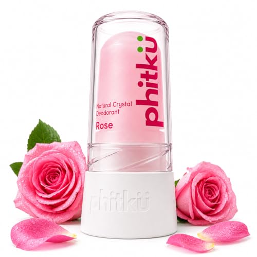 Image of Phitku Crystal Roll On with Rose Extract | Natural Alum | Brightens Dark Underarms, Controls Body Odour | Fragrance-Free & Alcohol Free | Men & Women | 100g