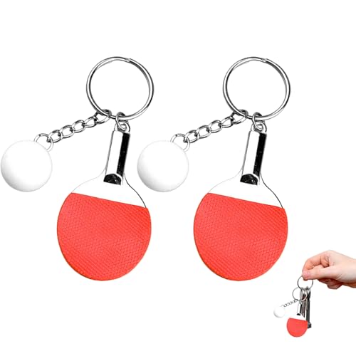 2 Stück Tischtennis Schlüsselanhänger,Mini Tischtennisschläger Metall Anhänger,Tischtennis Zubehör Lustige Schlüsselanhänger,Autoschlüssel Auto Tasche Telefon,Spiel Souvenir Geburtstagsgeschenke