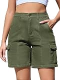 Rasutina Womens Bermuda Shorts Army Green Cargo Shorts for Women High Waisted Jean Shorts Women Summer Jorts