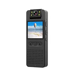AUSHA 1080P Body Worn Camera with 180 Degree Rotatable Lens, Night Vision, Motion Detection, 256GB TF Card Support, LCD Screen, Microphone & Speaker, 5 Hour Battery Backup