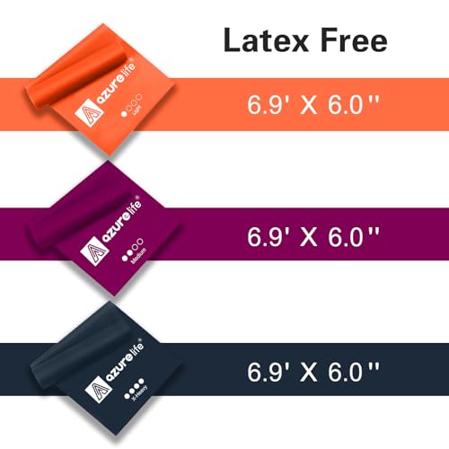 Image of A AZURELIFE Resistance Bands,Professional Long Non-Latex Elastic Stretch Bands,Exercise Bands for Physical Therapy, Yoga, Pilates, Rehab, at-Home or The Gym Workouts, Strength Training
