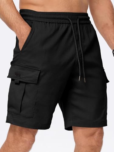Image of Vogaan Men's Cotton Blend Multi Color Cargo Shorts | Regular Fit | 5 Pocket Casual Utility Shorts