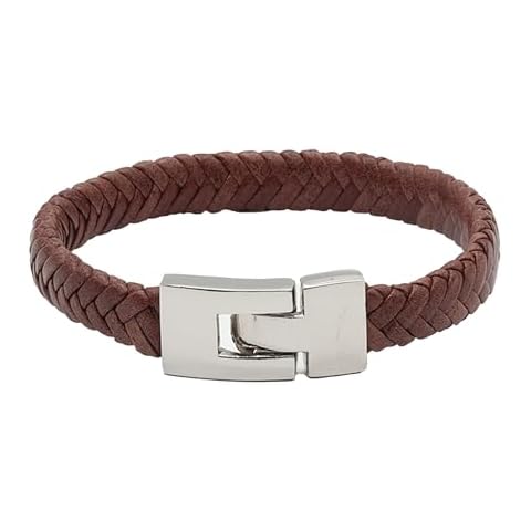 RAW HYD Unisex Braided Leather Bracelet for Men (8.6") - Wrist Bracelet for Men w/Easy Metal Clasp - Comfortable Braided Bracelets for Men - Full Grain Leather Wrist Band Men Cover