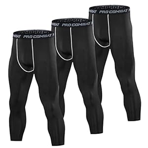 SS COLOR FISH 3 Pack 3/4 Men’s Compression Pants Athletic Baselayer Workout Sports Running Legging Running Tights for Men
