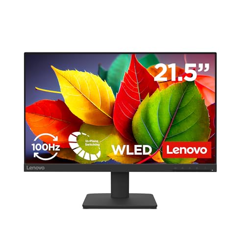 Lenovo L22-4e | 21.5" (55.88cm) FHD IPS 100Hz Ultraslim Monitor | 4ms, 99% sRGB, 16.7Mn Colors, 1x HDMI 1.4, 1x VGA,TUV Eye Comfort, Low Blue Light| Tilt | Black | 67D5KAC6IN view 1