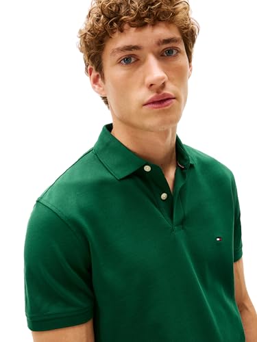 Image of Tommy Hilfiger Men's Short Sleeve Polo Shirts in Regular Fit With Stretch and Organic Pique Cotton