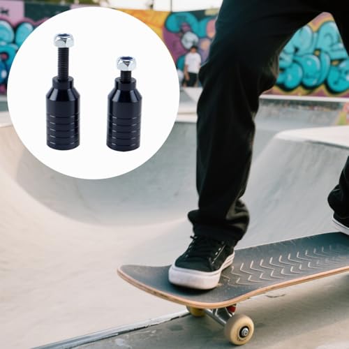 Orivin 2 Stück Pro Stunt-Scooter Pegs – Regenbogenschwarzes Aluminium mit 12,9-Stufenachse und Befestigungsmutter für 5050s Grinds (Schwarz)