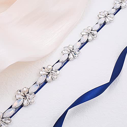 Opal Bridal Belt for wedding gown,Rhinestone Wedding Belts Clear Crystal Sash for Dresses2
