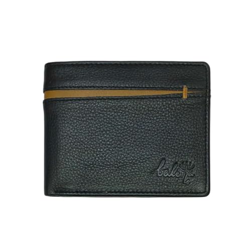Balona Genuine Leather Anti-theft RFID-Blocking Bifold Card and Coin Pocket Wallet Slim Fit Credit Card Case for Men (Card Bifold, Black NDM Italian)