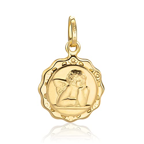 Pendentif rond en or jaune 585 cadeau d'anniversaire intemporel 14 carats pour femme