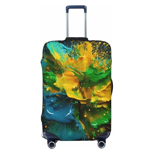 Luggage Cover for Travel Elastic Suitcase Cover Green and Yellow Color Collision Luggage Covers Fashion Suitcase Protector Thickened Baggage Cover Dustproof Suitcase Sleeve Fits 18-32 Inch Luggage