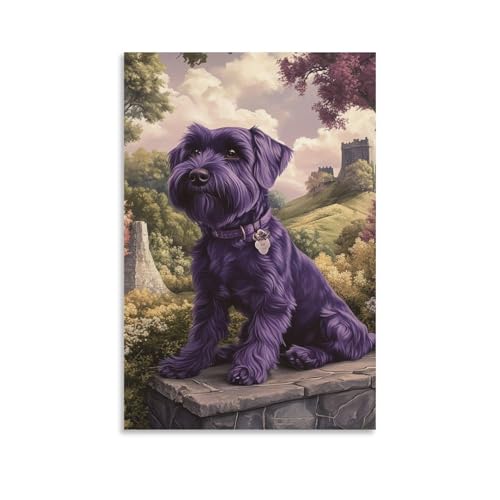Cuadros decorativos de Schnauzer en lienzo para salón moderno y pasillos